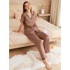 imageEkouaer Womens Silk Pajama Sets Silky Short Sleeve Pjs 2 Piece Silk Button Down Pajamas Soft Satin Pj Pants SetBrown