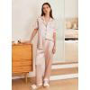 imageEkouaer Womens Silk Pajama Sets Silky Short Sleeve Pjs 2 Piece Silk Button Down Pajamas Soft Satin Pj Pants SetChampagne