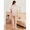 imageEkouaer Womens Silk Pajama Sets Silky Short Sleeve Pjs 2 Piece Silk Button Down Pajamas Soft Satin Pj Pants SetChampagne