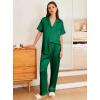 imageEkouaer Womens Silk Pajama Sets Silky Short Sleeve Pjs 2 Piece Silk Button Down Pajamas Soft Satin Pj Pants SetDark Green