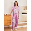 imageEkouaer Womens Silk Pajama Sets Silky Short Sleeve Pjs 2 Piece Silk Button Down Pajamas Soft Satin Pj Pants SetFuchsia