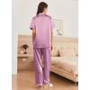 imageEkouaer Womens Silk Pajama Sets Silky Short Sleeve Pjs 2 Piece Silk Button Down Pajamas Soft Satin Pj Pants SetFuchsia