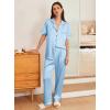 imageEkouaer Womens Silk Pajama Sets Silky Short Sleeve Pjs 2 Piece Silk Button Down Pajamas Soft Satin Pj Pants SetLight Blue