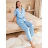 imageEkouaer Womens Silk Pajama Sets Silky Short Sleeve Pjs 2 Piece Silk Button Down Pajamas Soft Satin Pj Pants SetLight Blue