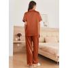 imageEkouaer Womens Silk Pajama Sets Silky Short Sleeve Pjs 2 Piece Silk Button Down Pajamas Soft Satin Pj Pants SetLight Brown