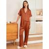 imageEkouaer Womens Silk Pajama Sets Silky Short Sleeve Pjs 2 Piece Silk Button Down Pajamas Soft Satin Pj Pants SetLight Brown