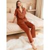 imageEkouaer Womens Silk Pajama Sets Silky Short Sleeve Pjs 2 Piece Silk Button Down Pajamas Soft Satin Pj Pants SetLight Brown