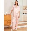 imageEkouaer Womens Silk Pajama Sets Silky Short Sleeve Pjs 2 Piece Silk Button Down Pajamas Soft Satin Pj Pants SetLight Pink