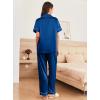 imageEkouaer Womens Silk Pajama Sets Silky Short Sleeve Pjs 2 Piece Silk Button Down Pajamas Soft Satin Pj Pants SetNavy Blue