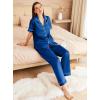 imageEkouaer Womens Silk Pajama Sets Silky Short Sleeve Pjs 2 Piece Silk Button Down Pajamas Soft Satin Pj Pants SetNavy Blue