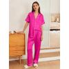 imageEkouaer Womens Silk Pajama Sets Silky Short Sleeve Pjs 2 Piece Silk Button Down Pajamas Soft Satin Pj Pants SetRose Red