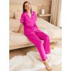 imageEkouaer Womens Silk Pajama Sets Silky Short Sleeve Pjs 2 Piece Silk Button Down Pajamas Soft Satin Pj Pants SetRose Red