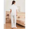 imageEkouaer Womens Silk Pajama Sets Silky Short Sleeve Pjs 2 Piece Silk Button Down Pajamas Soft Satin Pj Pants SetWhite