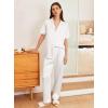 imageEkouaer Womens Silk Pajama Sets Silky Short Sleeve Pjs 2 Piece Silk Button Down Pajamas Soft Satin Pj Pants SetWhite