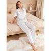 imageEkouaer Womens Silk Pajama Sets Silky Short Sleeve Pjs 2 Piece Silk Button Down Pajamas Soft Satin Pj Pants SetWhite
