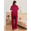 imageEkouaer Womens Silk Pajama Sets Silky Short Sleeve Pjs 2 Piece Silk Button Down Pajamas Soft Satin Pj Pants SetWine Red