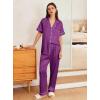 imageEkouaer Womens Silk Pajama Sets Silky Short Sleeve Pjs 2 Piece Silk Button Down Pajamas Soft Satin Pj Pants SetWineberry