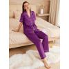 imageEkouaer Womens Silk Pajama Sets Silky Short Sleeve Pjs 2 Piece Silk Button Down Pajamas Soft Satin Pj Pants SetWineberry
