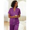 imageEkouaer Womens Silk Pajama Sets Silky Short Sleeve Pjs 2 Piece Silk Button Down Pajamas Soft Satin Pj Pants SetWineberry