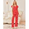 imageEkouaer 2 Pack Womens Pajamas Short Sleeve Sleepwear Top with Pants SuperSoft Printed Lounge Sets SXXLChristmas RedChristmas Green