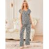 imageEkouaer 2 Pack Womens Pajamas Short Sleeve Sleepwear Top with Pants SuperSoft Printed Lounge Sets SXXLGray LeopardBlack