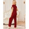 imageEkouaer 2 Pack Womens Pajamas Short Sleeve Sleepwear Top with Pants SuperSoft Printed Lounge Sets SXXLWine RedRed Stripe