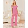 imageEkouaer 2 Pack Womens Pajamas Short Sleeve Sleepwear Top with Pants SuperSoft Printed Lounge Sets SXXLWine RedRed Stripe