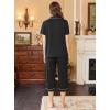 imageEkouaer Capri Pajamas for Women Short Sleeve Button Down Sleepwear Comfy Lounge Set 2Piece Pants PjsBlack
