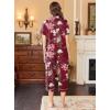 imageEkouaer Capri Pajamas for Women Short Sleeve Button Down Sleepwear Comfy Lounge Set 2Piece Pants PjsWine Red White Pink