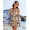 imageEkouaer Swim Dress One Piece Bathing Suit Skirted Swimsuits for Women Ruched Retro Swimwear SXXLGreen Floral