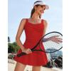imageEkouaer Swim Dress One Piece Bathing Suit Skirted Swimsuits for Women Ruched Retro Swimwear SXXLRed