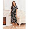 imageEkouaer Womens Pajamas Set Short Sleeve Sleepwear 2 Piece Round Neck Top Capri Pants Loungewear with PocketsBlackPink Flower