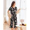 imageEkouaer Womens Pajamas Set Short Sleeve Sleepwear 2 Piece Round Neck Top Capri Pants Loungewear with PocketsBlackPink Flower