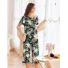 imageEkouaer Womens Pajamas Set Short Sleeve Sleepwear 2 Piece Round Neck Top Capri Pants Loungewear with PocketsBlackWhiteGreen Flower