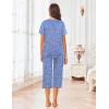 imageEkouaer Womens Pajamas Set Short Sleeve Sleepwear 2 Piece Round Neck Top Capri Pants Loungewear with PocketsBlueWhite Dot
