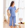 imageEkouaer Womens Pajamas Set Short Sleeve Sleepwear 2 Piece Round Neck Top Capri Pants Loungewear with PocketsBlueWhite Dot