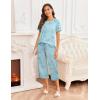 imageEkouaer Womens Pajamas Set Short Sleeve Sleepwear 2 Piece Round Neck Top Capri Pants Loungewear with PocketsMint GreenButterfly