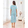 imageEkouaer Womens Pajamas Set Short Sleeve Sleepwear 2 Piece Round Neck Top Capri Pants Loungewear with PocketsMint GreenButterfly