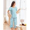 imageEkouaer Womens Pajamas Set Short Sleeve Sleepwear 2 Piece Round Neck Top Capri Pants Loungewear with PocketsMint GreenButterfly