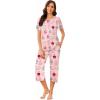 imageEkouaer Womens Pajamas Set Short Sleeve Sleepwear 2 Piece Round Neck Top Capri Pants Loungewear with PocketsPinkCute Sheep