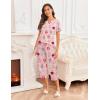 imageEkouaer Womens Pajamas Set Short Sleeve Sleepwear 2 Piece Round Neck Top Capri Pants Loungewear with PocketsPinkCute Sheep