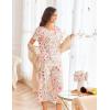imageEkouaer Womens Pajamas Set Short Sleeve Sleepwear 2 Piece Round Neck Top Capri Pants Loungewear with PocketsWhitePink Flower