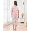 imageEkouaer Womens Pajamas Set Short Sleeve Sleepwear 2 Piece Round Neck Top Capri Pants Loungewear with PocketsWhiteRed Flower