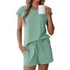 imageEkouaer Cotton Pajamas for Women Set 2 Piece Cap Sleeve Pjs Shorts Set Lounge Sets Sleepwear SXXLGreen