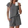 imageEkouaer Cotton Pajamas for Women Set 2 Piece Cap Sleeve Pjs Shorts Set Lounge Sets Sleepwear SXXLGrey