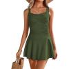 imageEkouaer Swim Dress One Piece Bathing Suit Skirted Swimsuits for Women Ruched Retro Swimwear SXXLArmy Green