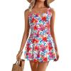 imageEkouaer Swim Dress One Piece Bathing Suit Skirted Swimsuits for Women Ruched Retro Swimwear SXXLMulticolor Floral