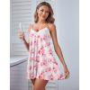 imageEkouaer Women Lace Nightgown Sexy Spaghetti Strap Cami Sleeveless Chemise Sleepwear Sleep DressPink Flower
