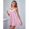 imageEkouaer Women Lace Nightgown Sexy Spaghetti Strap Cami Sleeveless Chemise Sleepwear Sleep DressPink Flower Print