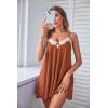imageEkouaer Women Lace Nightgown Sexy Spaghetti Strap Cami Sleeveless Chemise Sleepwear Sleep DressRust Brown